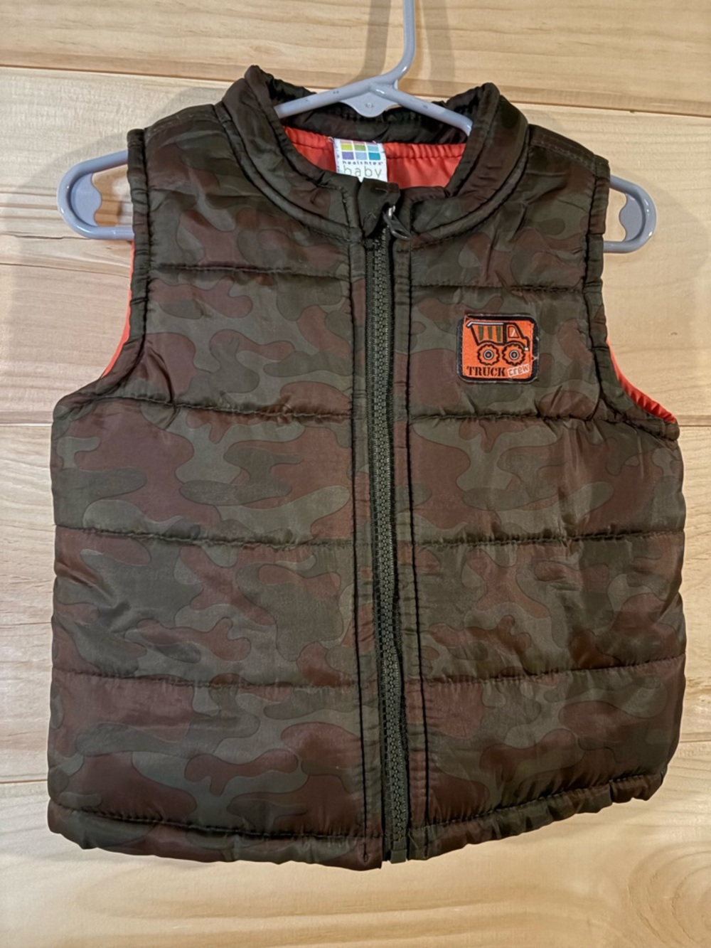 healthtex Camouflage Puffer Vest with Orange Trim